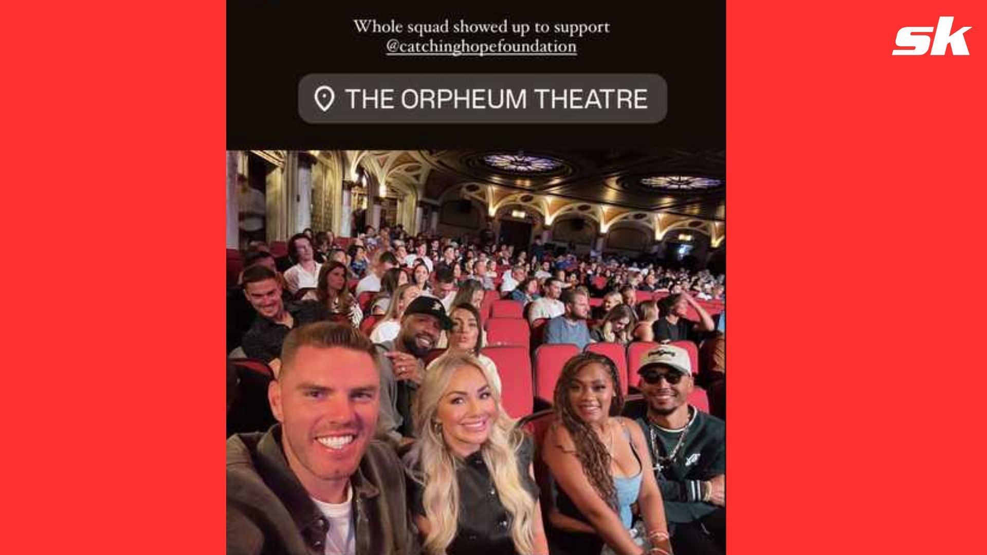Chelsea Freeman captured a photo while hanging out with Freddie and teammates at the Orpheum Theatre