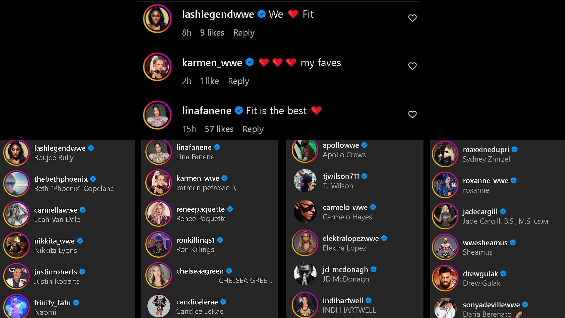 Reactions to Natalya&#039;s Instagram update.
