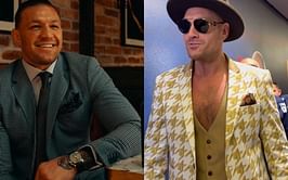 Conor McGregor reacts to Tyson Fury screaming "Happy New Year" at post-fight interview following loss to Oleksandr Usyk