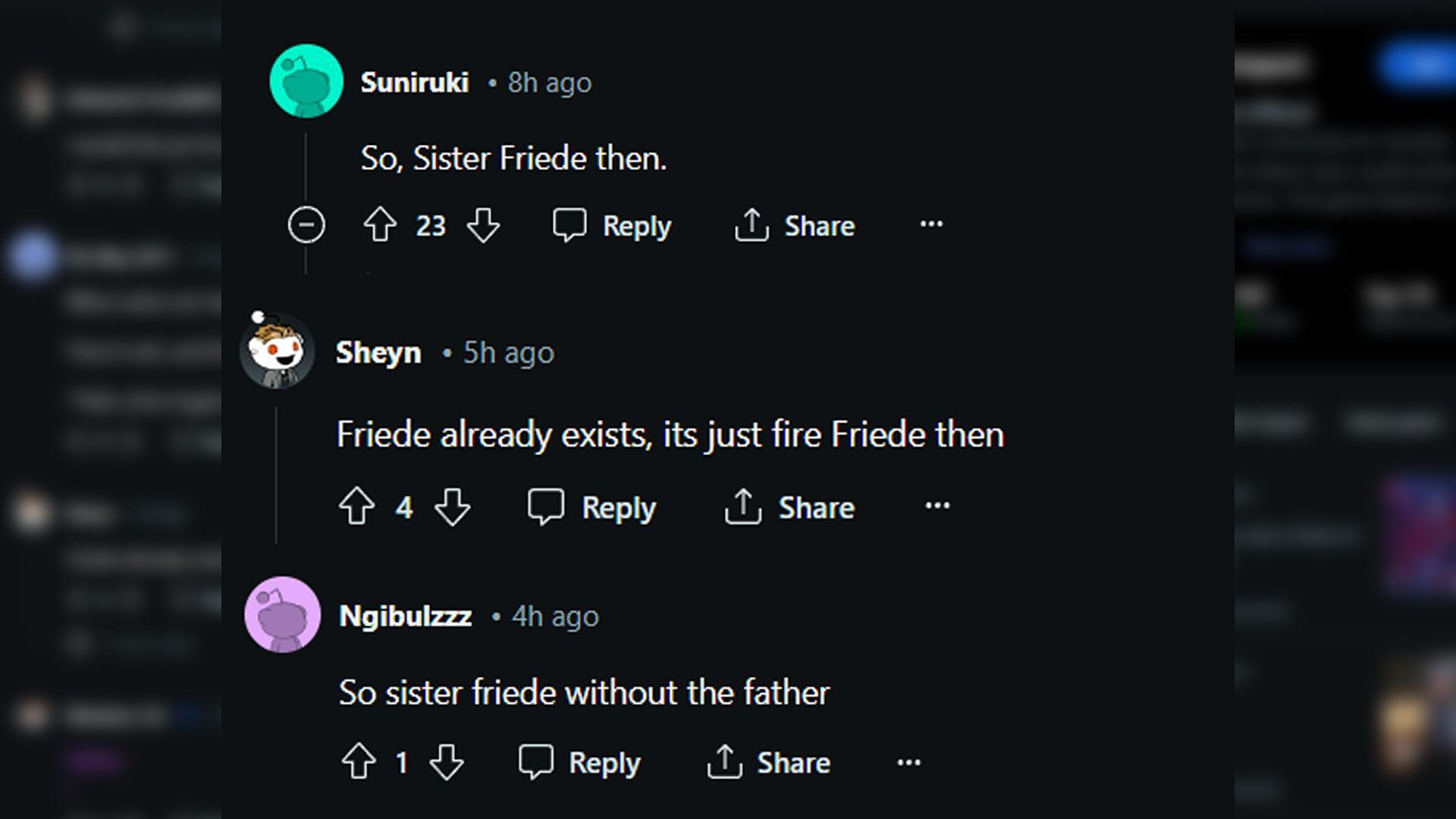 Redditors compare Arlecchino with Sister Friede (Image via Reddit/Genshin_Impact)