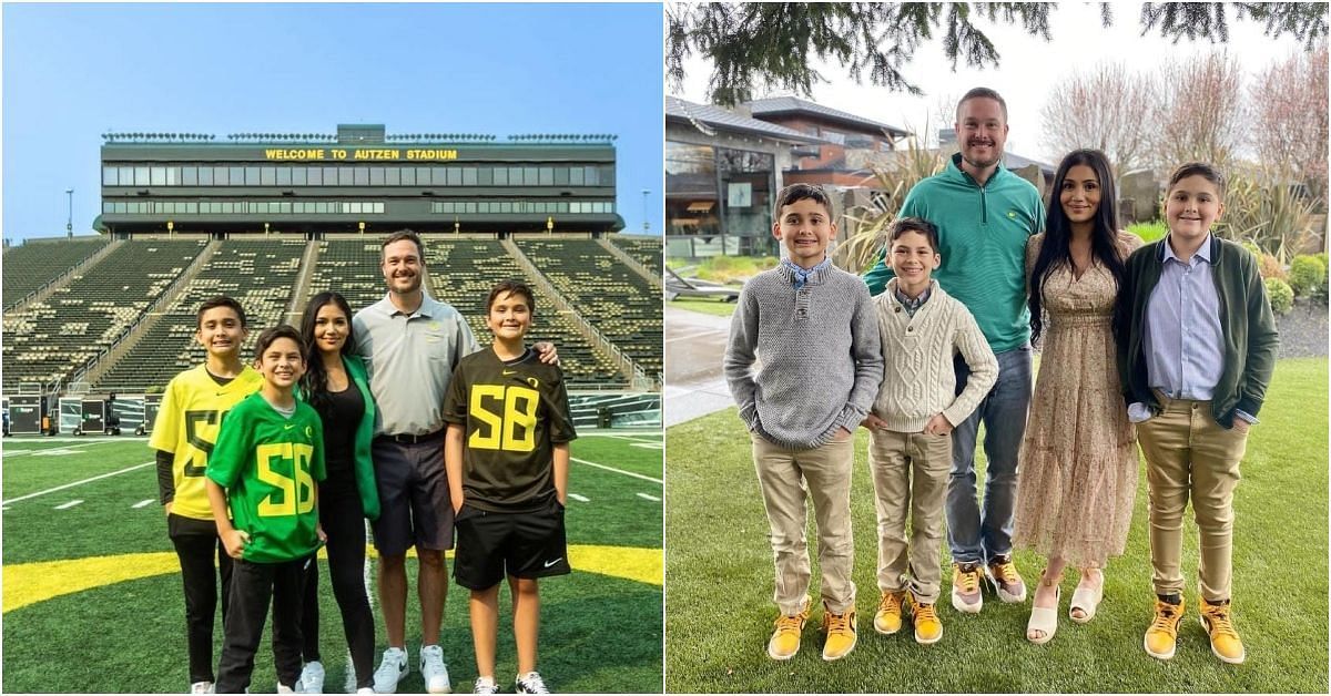 Oregon Ducks head coach Dan Lanning and his family