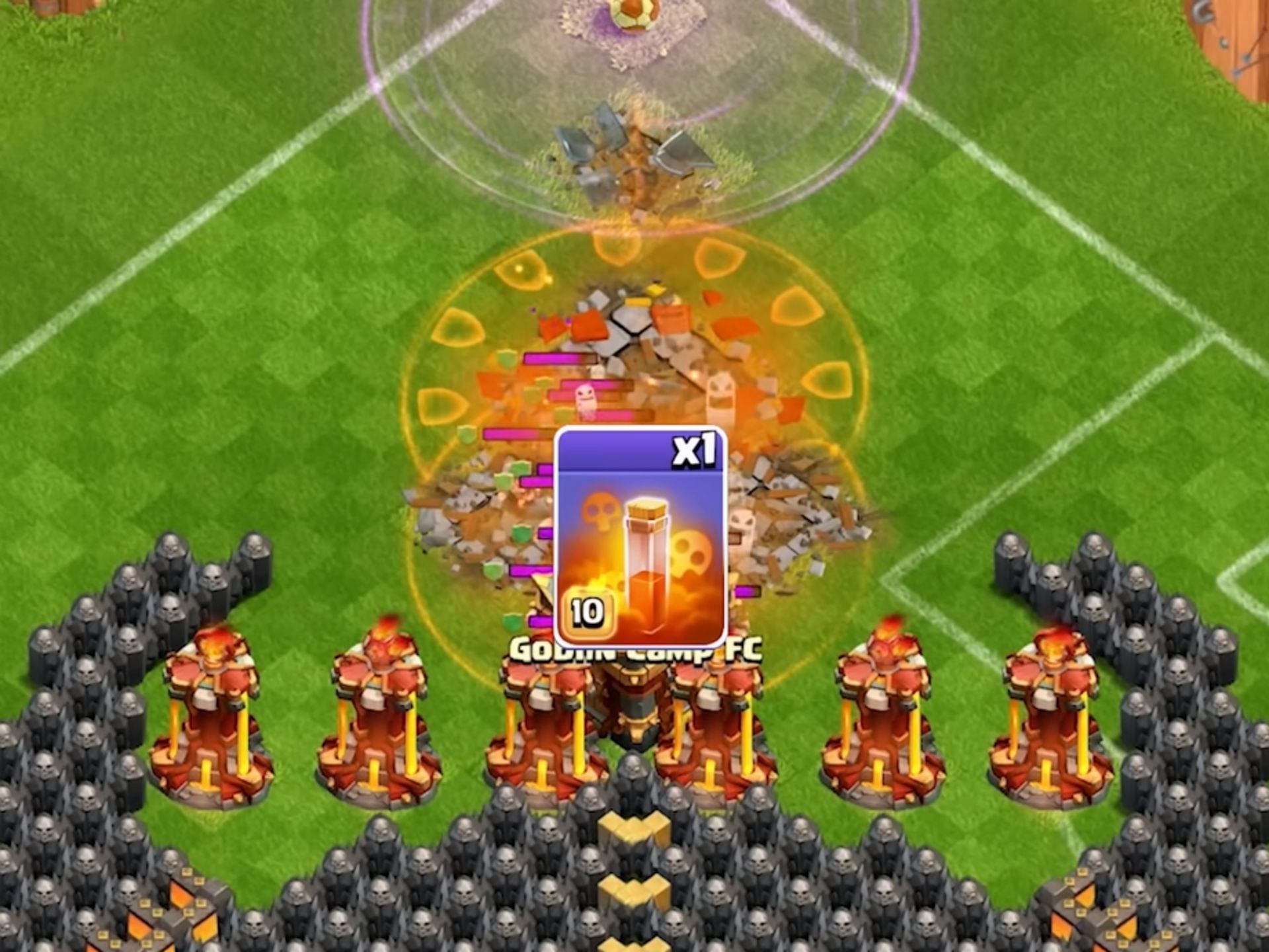 Poison Spell at the top of Clan Castle (Image via Supercell)