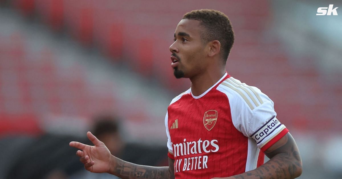 Arsenal attacker Gabriel Jesus looks on.