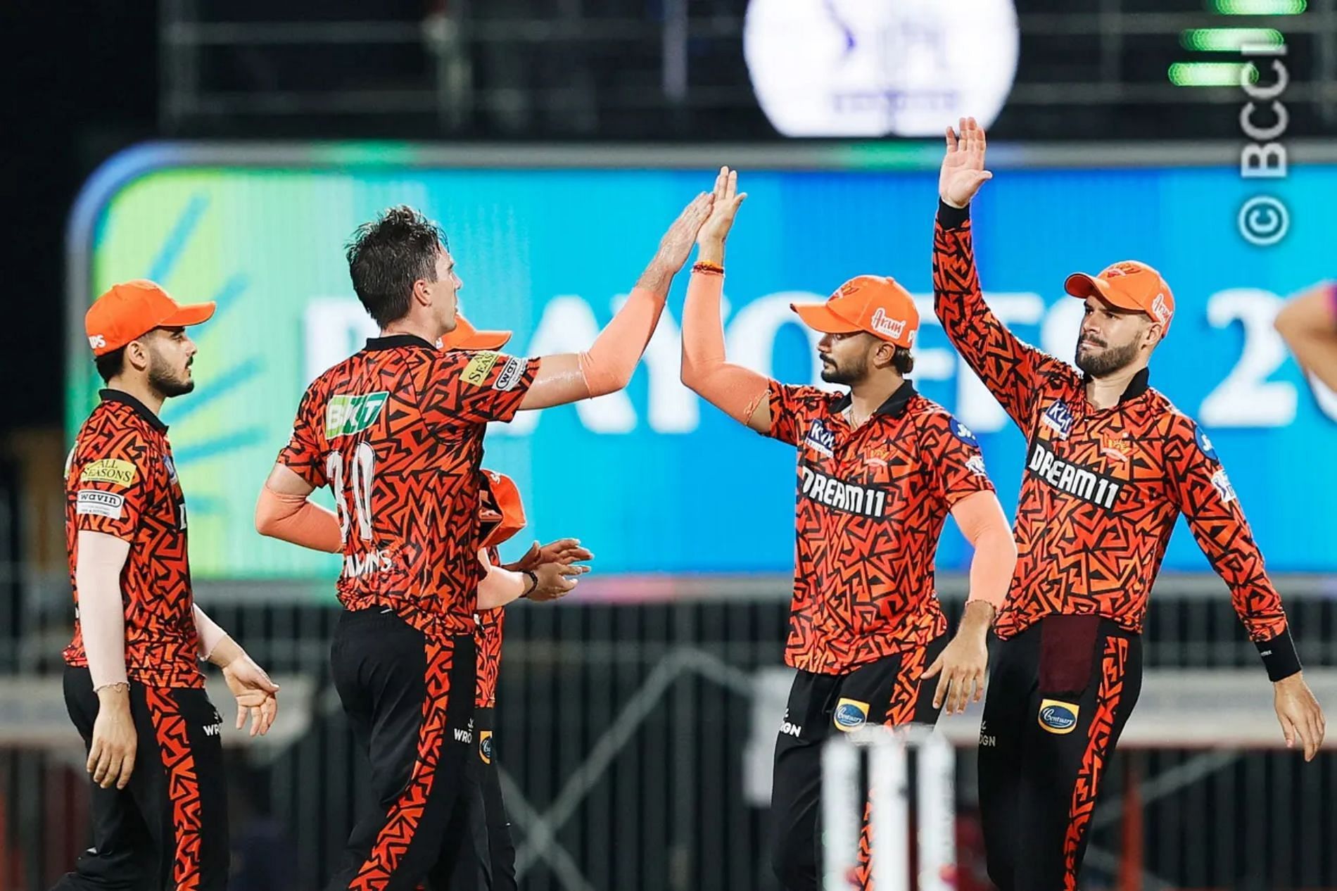 Pat Cummins got the early breakthrough in Rajasthan’s chase. (Image Credit: BCCI/ iplt20.com)