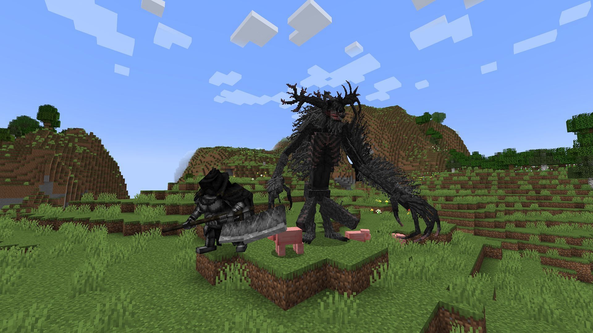 Two of the more than 30 mobs included in the Bloodborne mod (Image via Mojang)