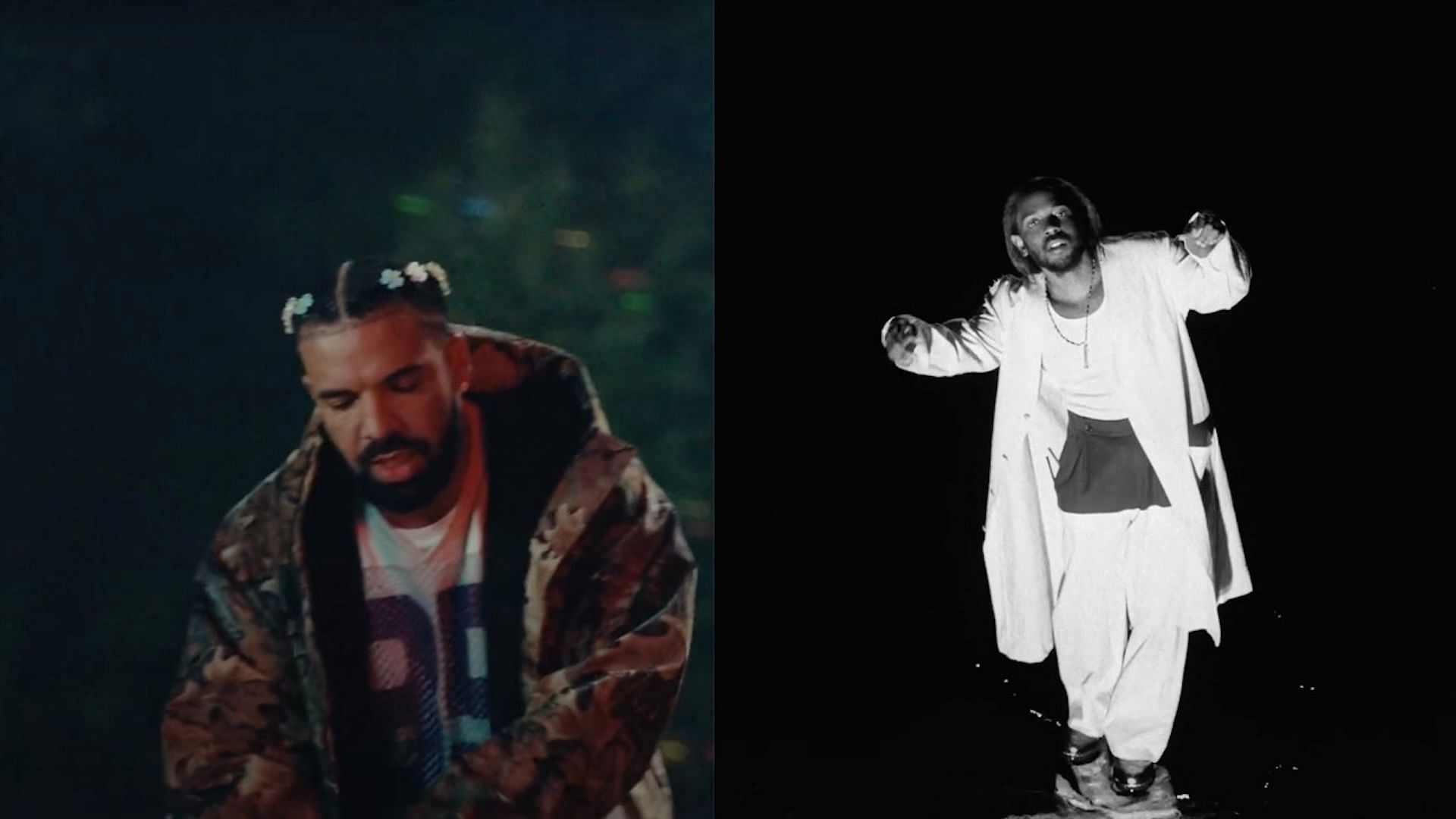 Drake and Kendrick Lamar in their music videos for 