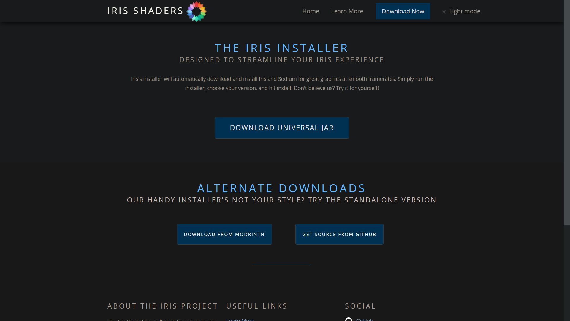 Iris Shader installer can be downloaded from their official website (Image via Iris Shader)