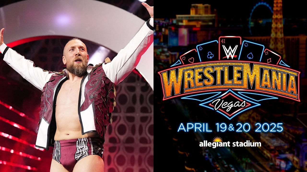 Bryan Danielson (left) and WrestleMania 41 logo (right)