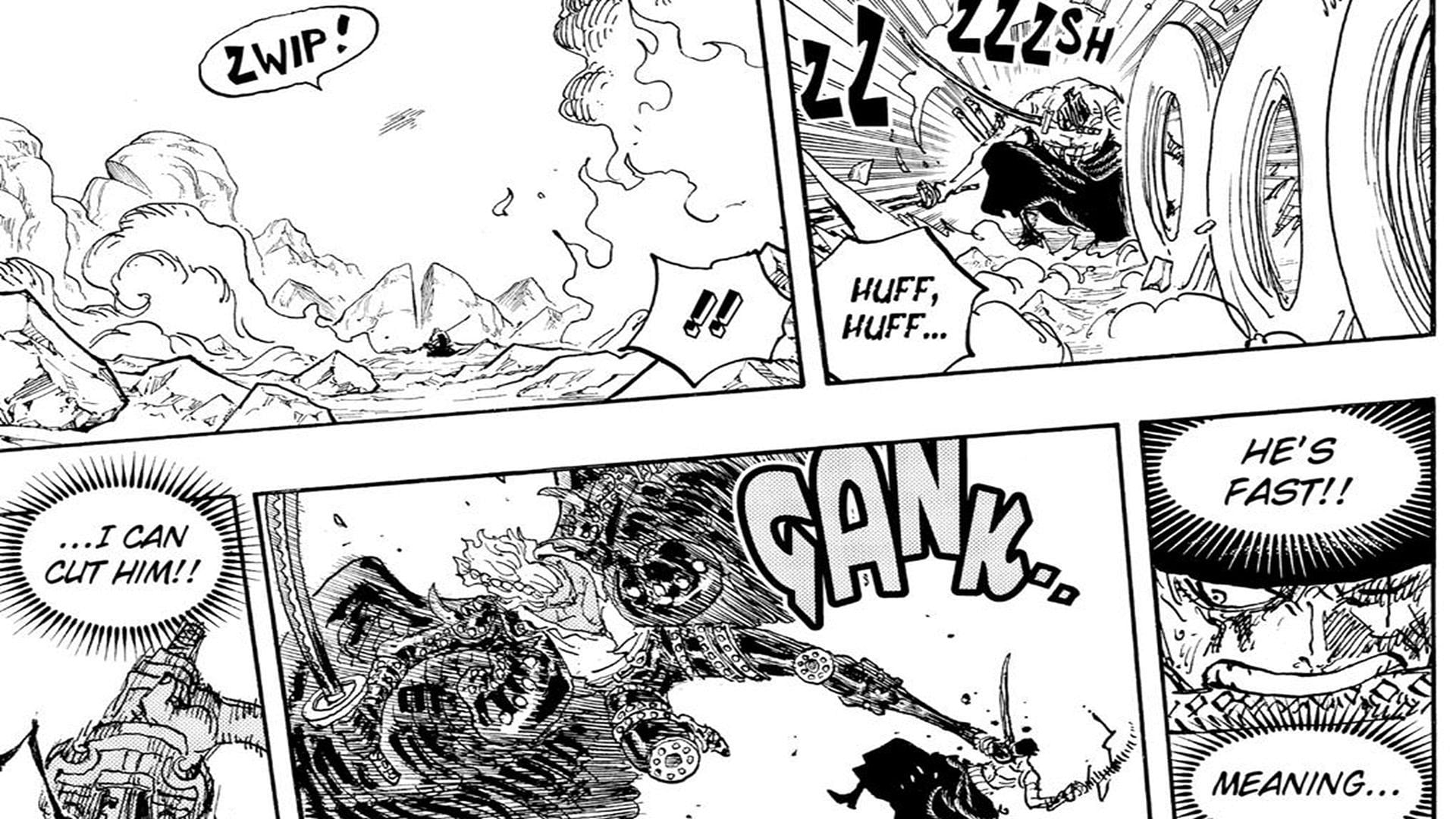 Zoro traces King&#039;s high-speed movements (Image via Shueisha)