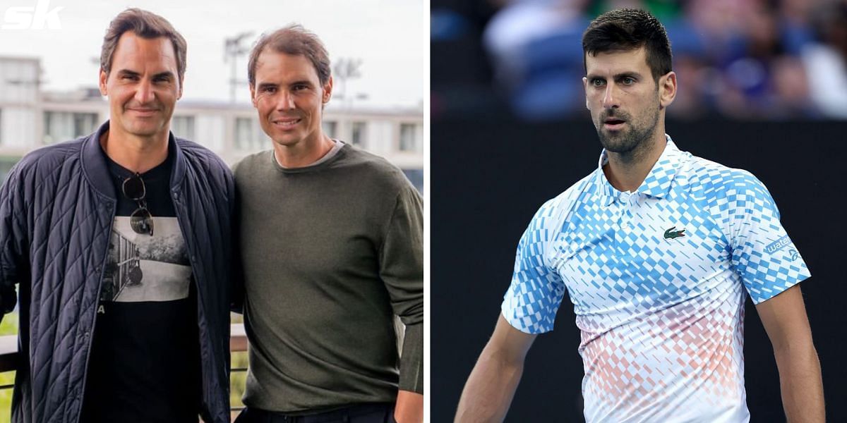 Roger Federer, Rafael Nadal (L) and Novak Djokovic (R)