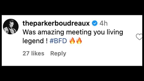 Boudreaux reacts to Foley's Instagram post.