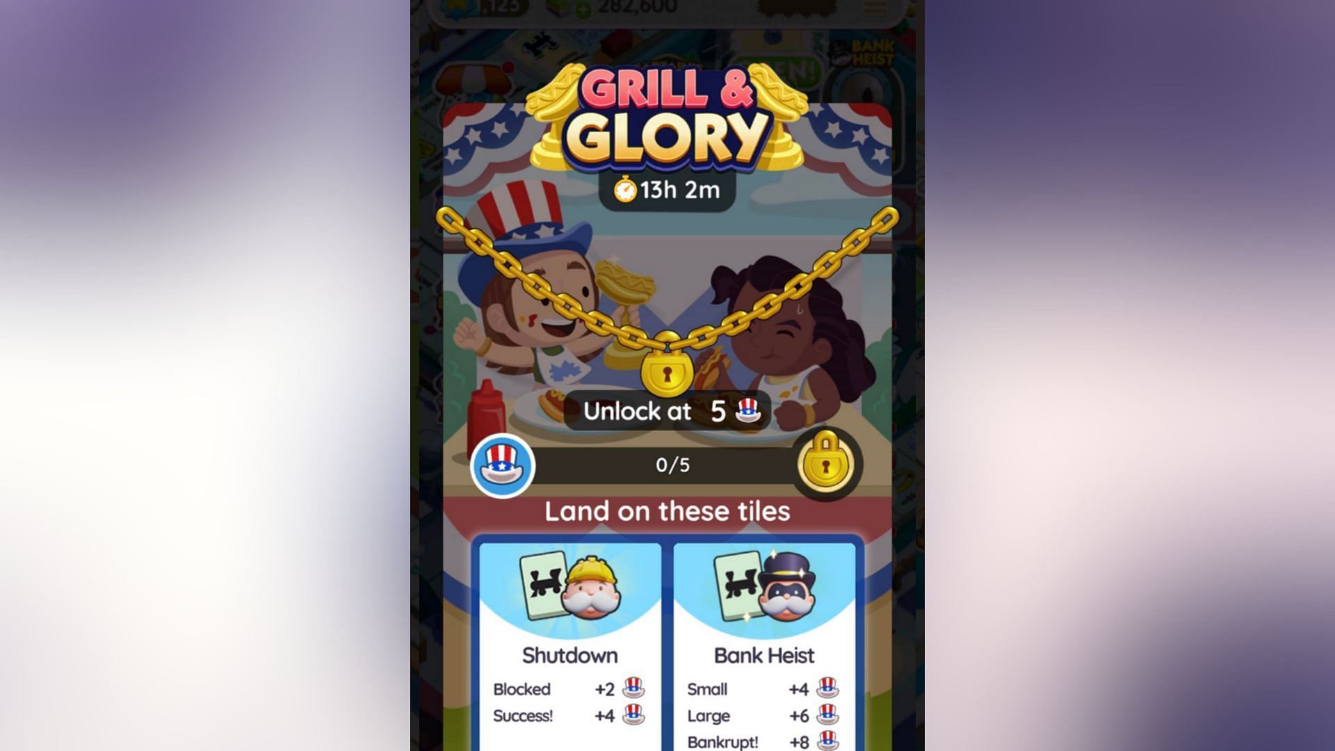 Monopoly Go Grill and Glory tournament scoring system (Image via Scopely)