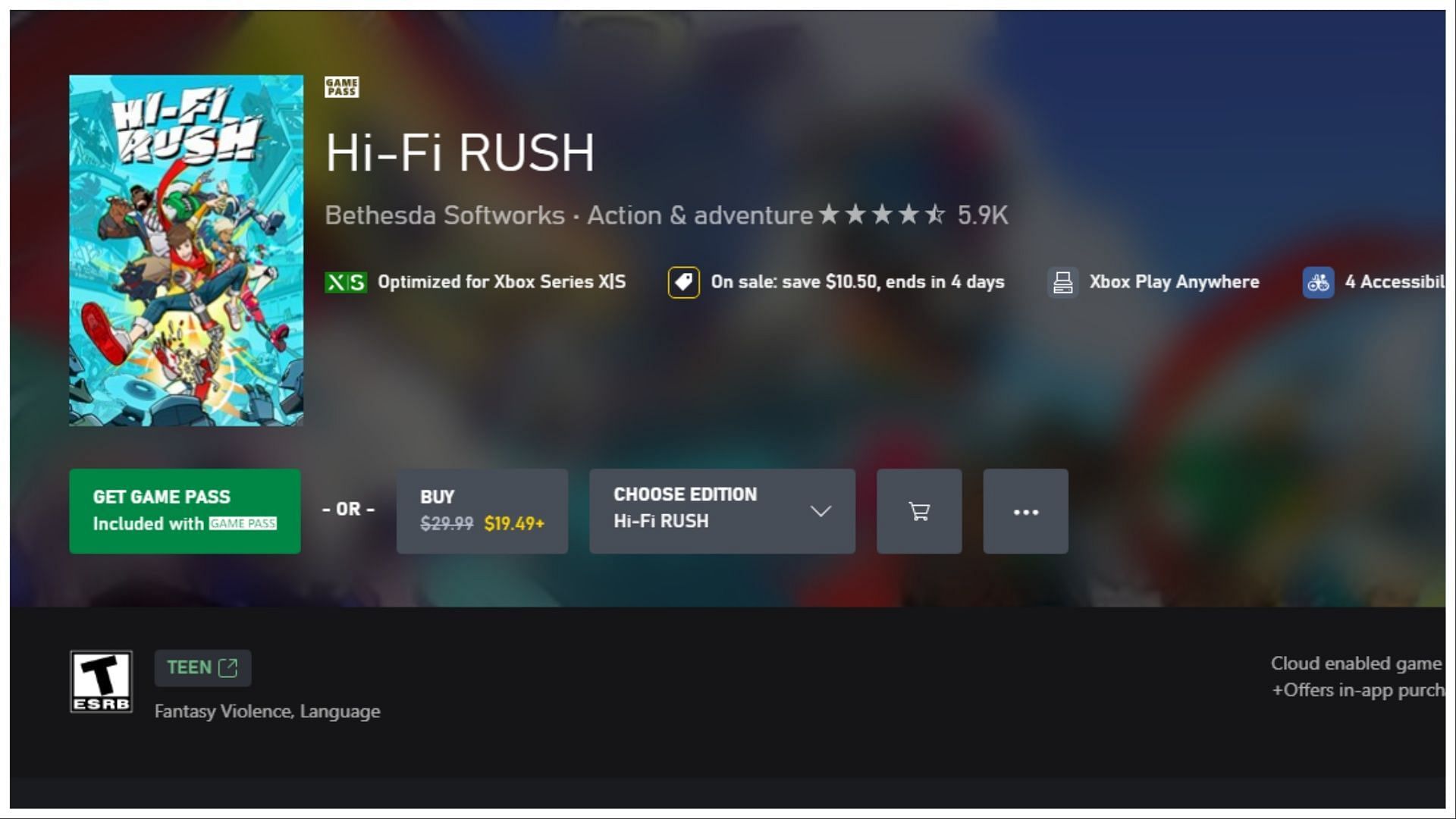 Hi-Fi Rush is currently available at a 35% discount (Image via Xbox)