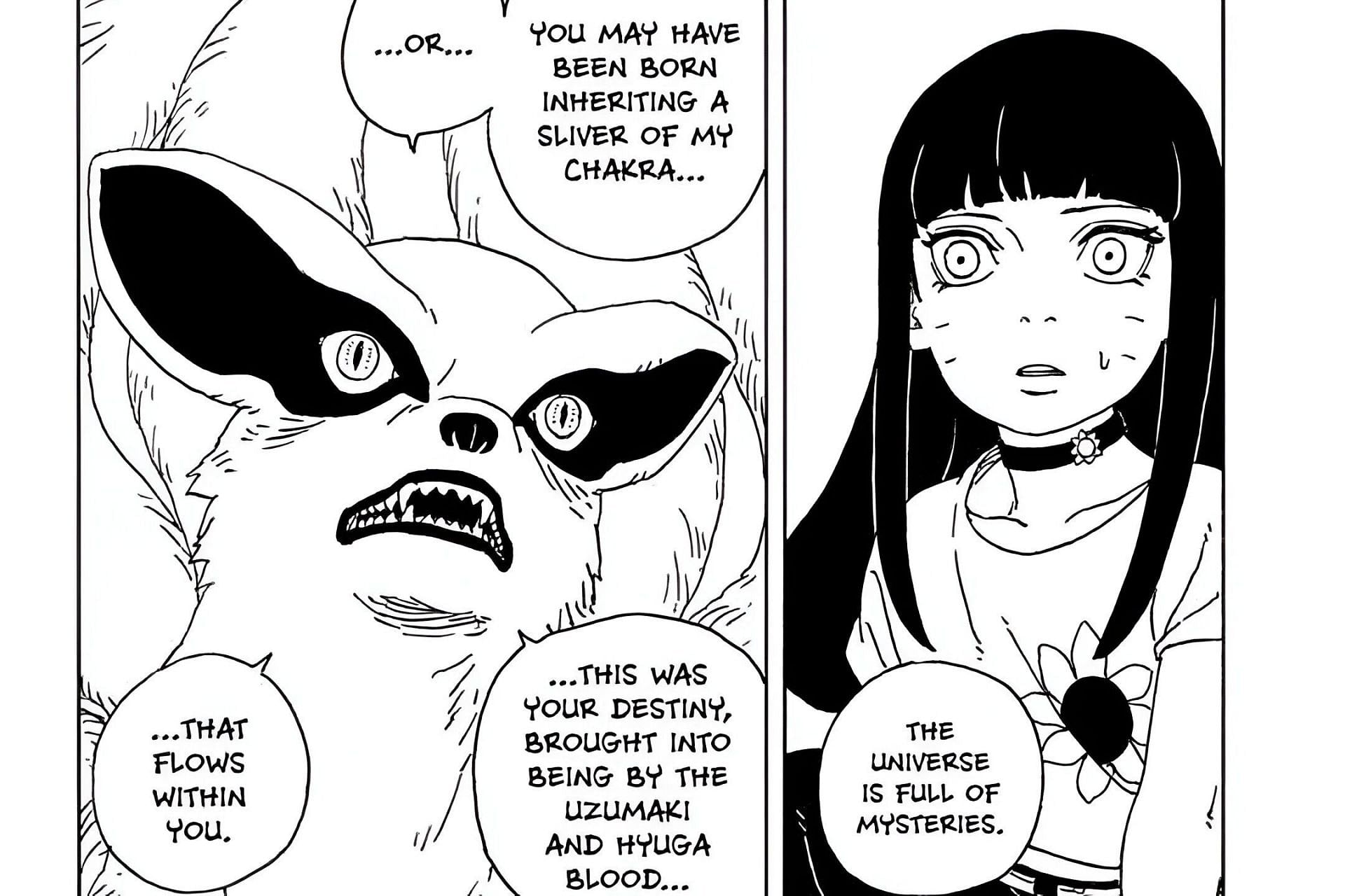 Kurama speculates the reason why Himawari inherited him (Image via Shueisha)