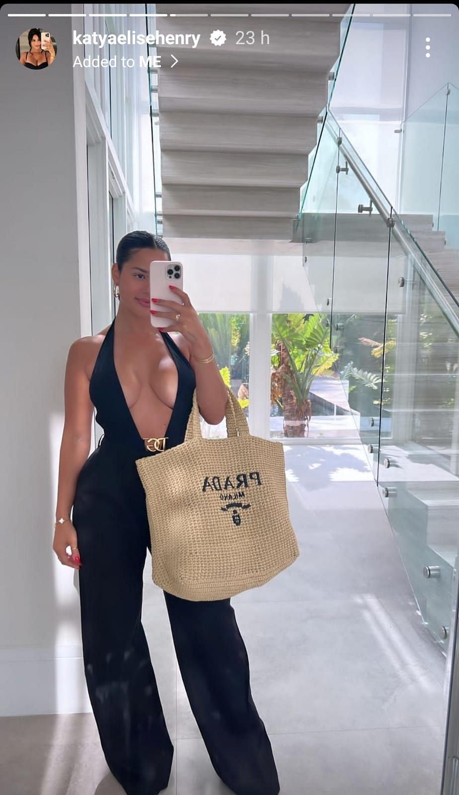 Katya Elise Henry&#039;s black Dolce &amp; Gabbana outfit and $2,659 Prada bag