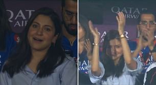 [Pictures] Anushka Sharma's contrasting reactions to Virat Kohli's 6 and surviving run out in RCB vs GT IPL 2024 match