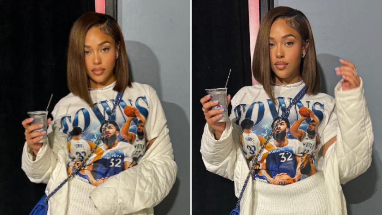&ldquo;Just the team mascot checking in&rdquo; - Jordyn Woods rocks beau Karl Anthony-Towns&rsquo; exclusive customised shirt