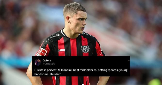 "Winning on and off the pitch" - Fans say Florian Wirtz 'snatched a queen' as he poses alongside his girlfriend after Leverkusen's double