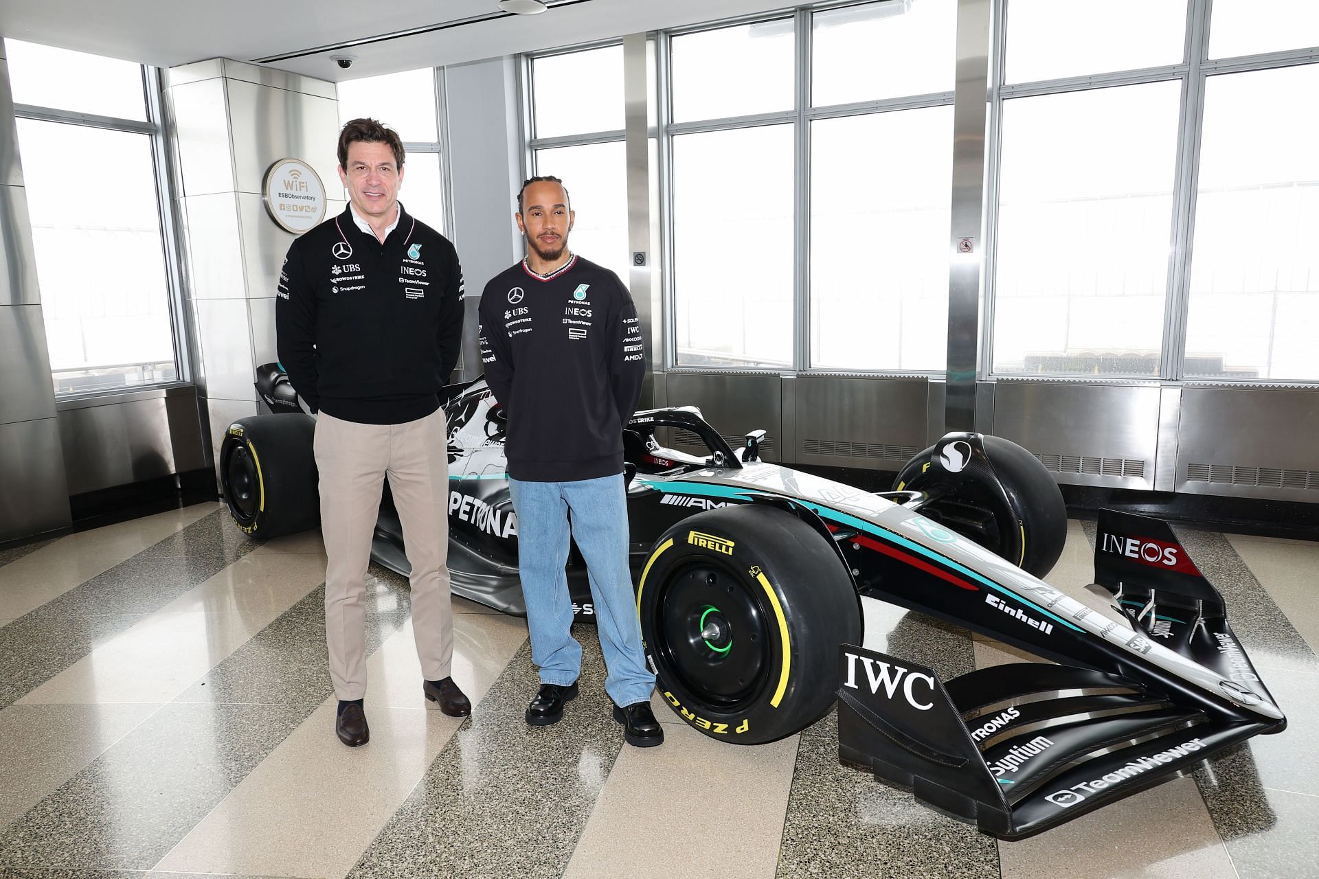 Lewis Hamilton Races Towards the Empire State Building Ahead of the Miami Grand Prix and in Celebration of the Mercedes F1 x WhatsApp Observatory Takeover