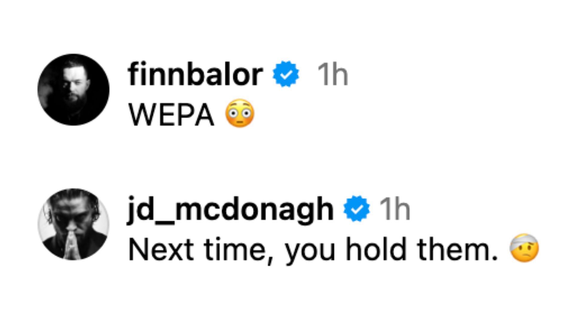 McDonagh&#039;s reply to The Prince on Instagram.