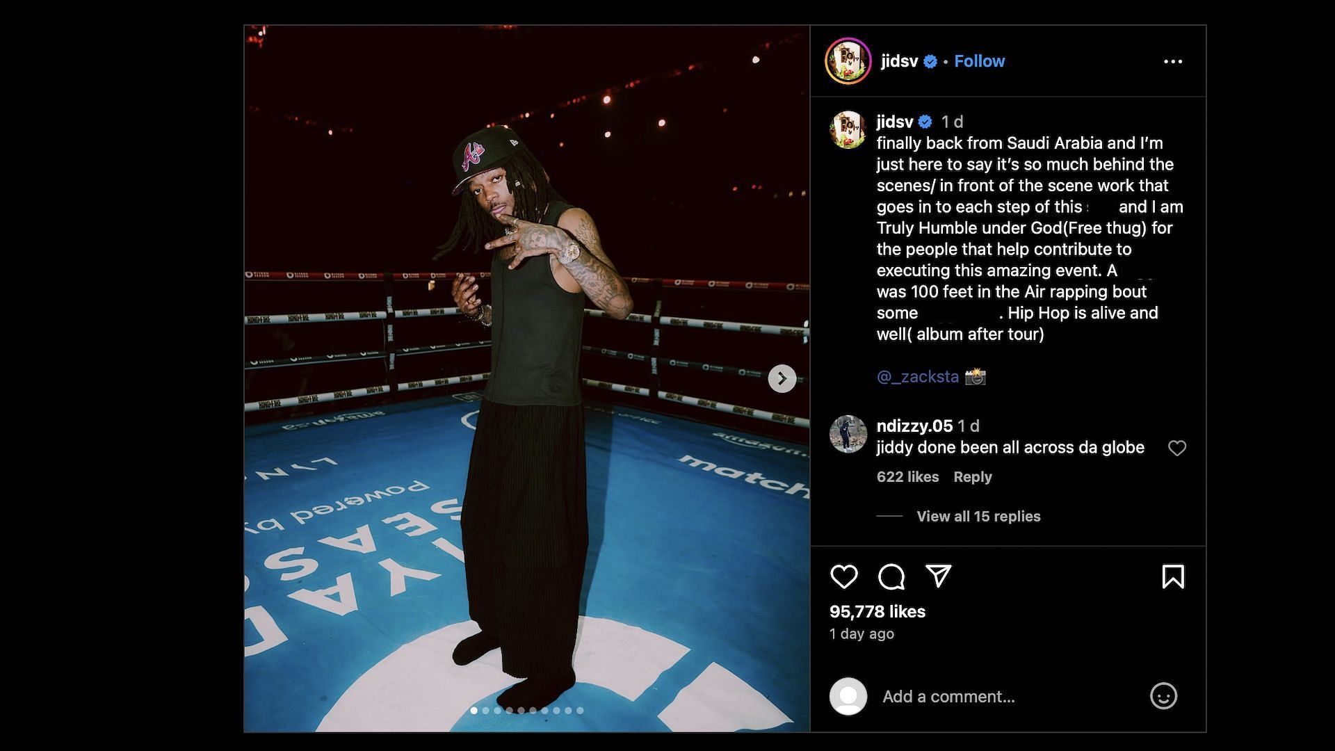 The rapper&#039;s recent post teasing the release of an upcoming album (Image via Instagram/@jidsv)