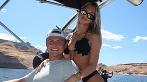 IN PHOTOS: Broncos' Zach Wilson and girlfriend Nicolette Dellanno boat off to lakeside Arizona for offseason vacation