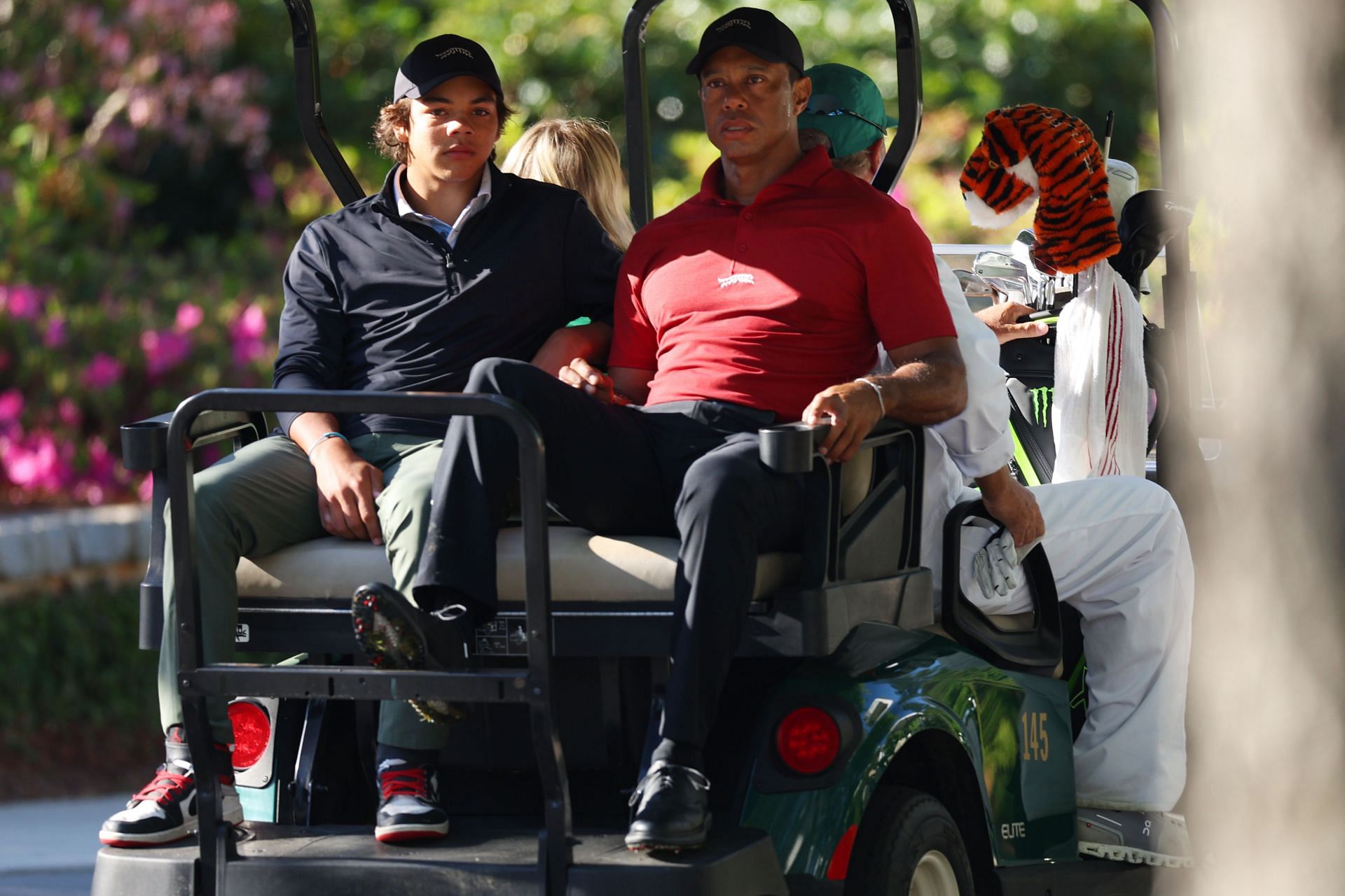 Tiger Woods and Charlie Woods at 2024 Masters (Photo by Andrew Redington/Getty Images)