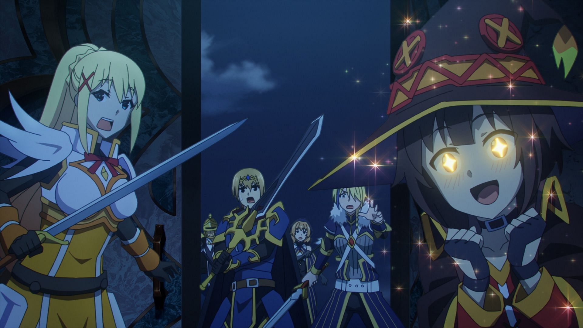 Megumin, Darkness, and Claire as seen in anime series (Image via Drive)