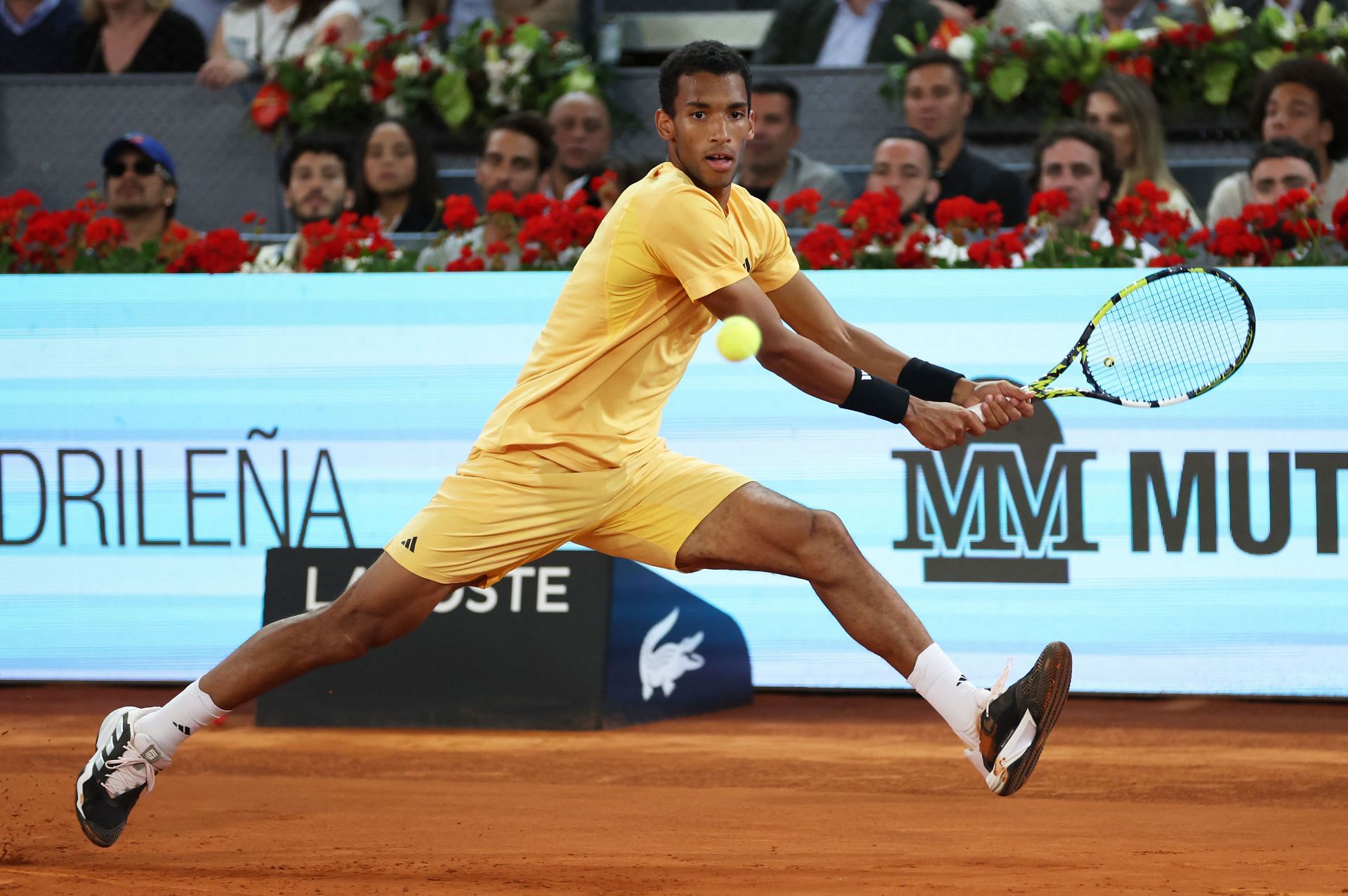 Felix Auger-Aliassime in action in the final of the 2024 Madrid Open