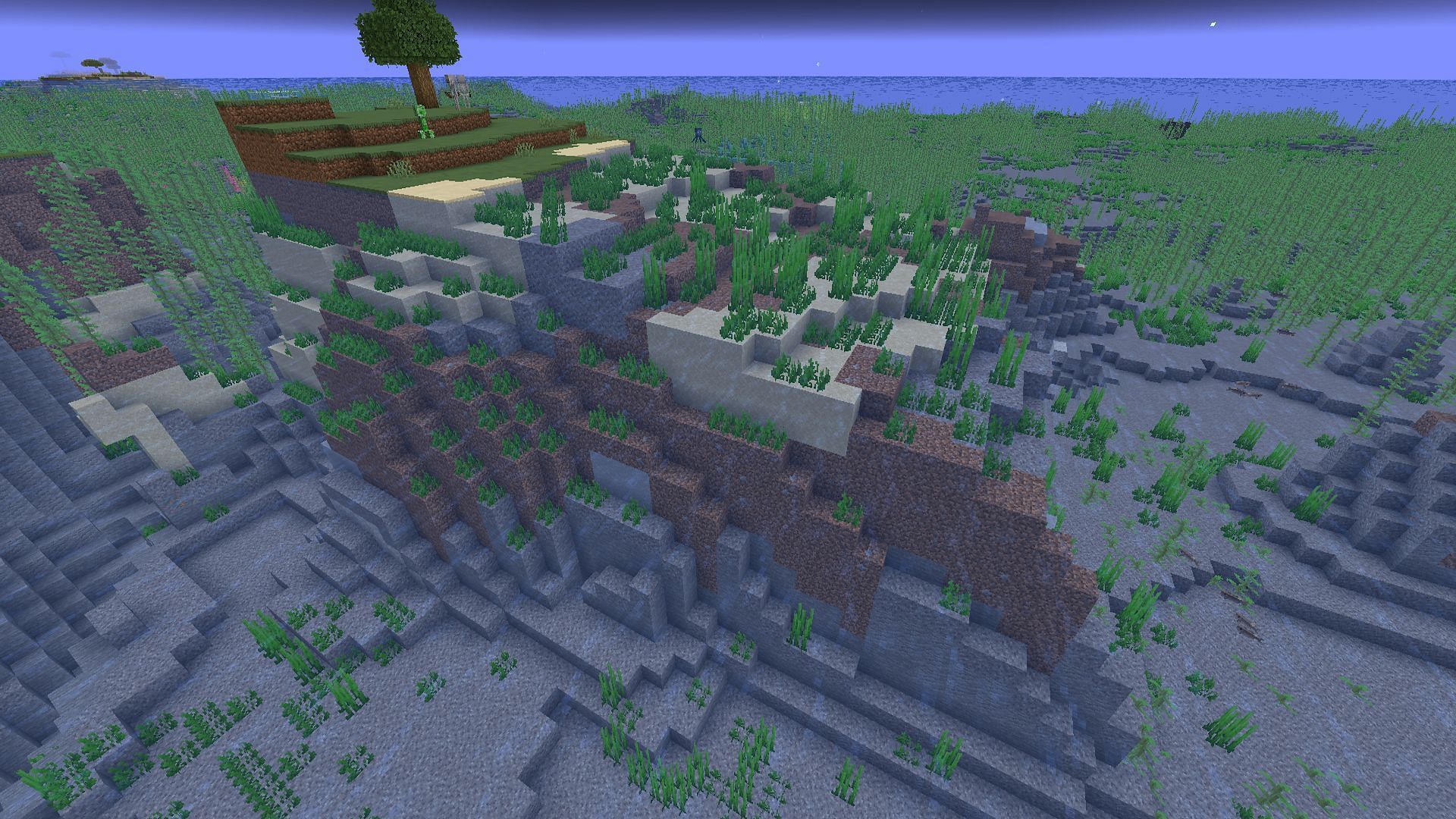 Sea grass fields make for great transitions between the surface and the sea (Image via Mojang)
