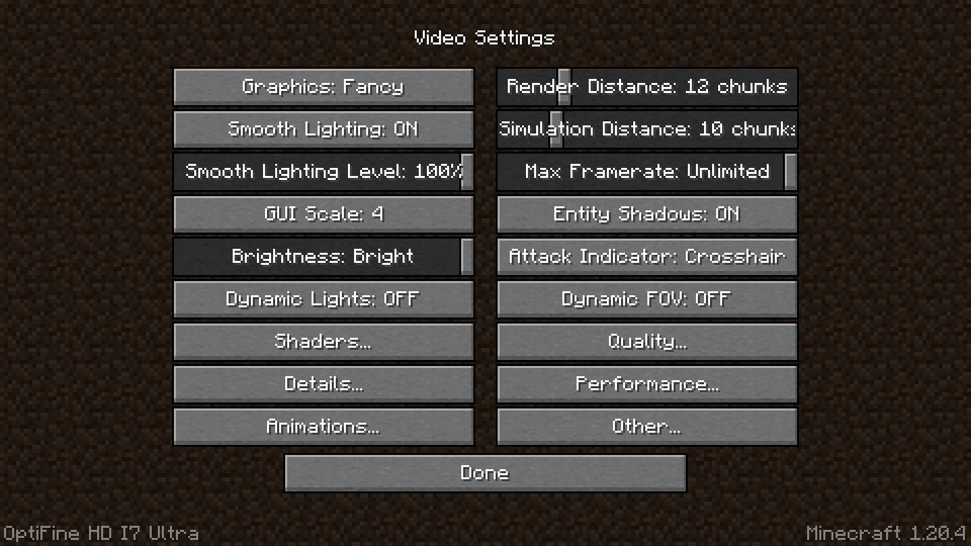 OptiFine has many settings that Sodium does not (Image via Mojang Studios)