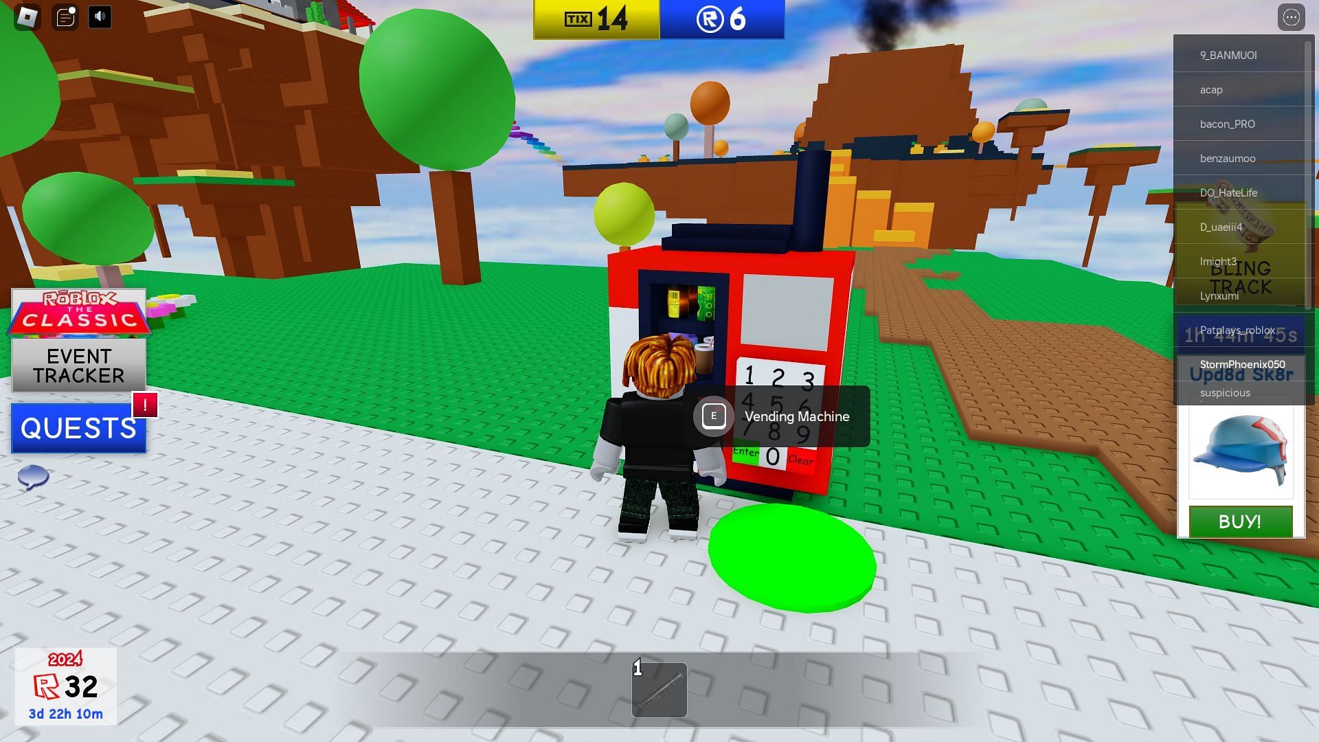 The Vending Machine is used to purchase the drinks (Image via Roblox)