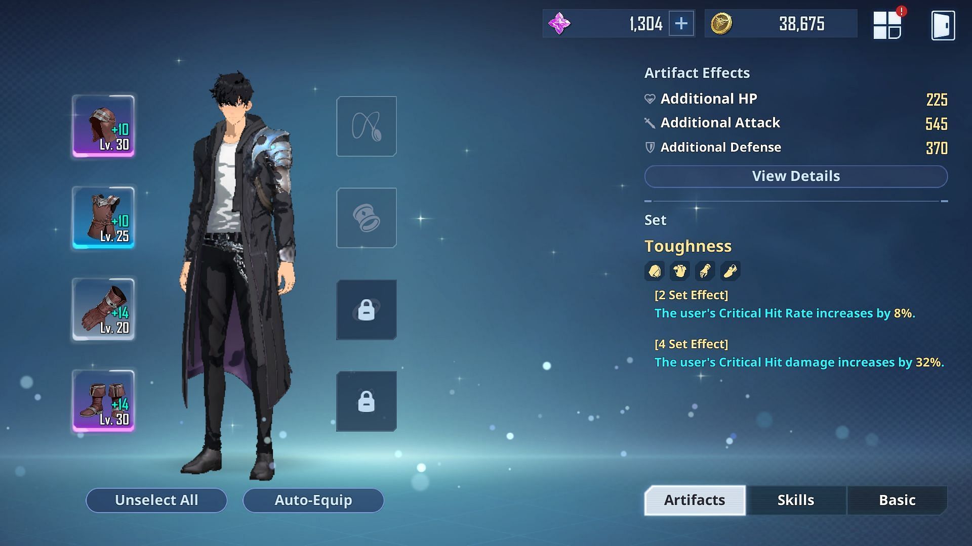 Artifacts for Sung Jinwoo (Image via Netmarble)