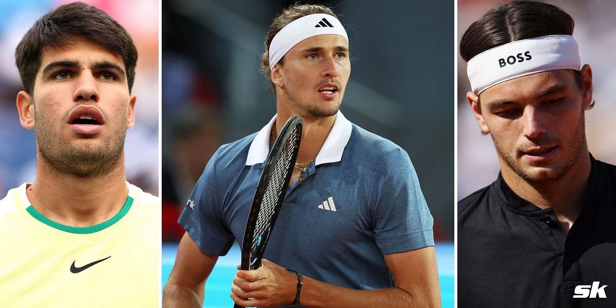 Carlos Alcaraz (L), Alexander Zverev &amp; Taylor Fritz (R)