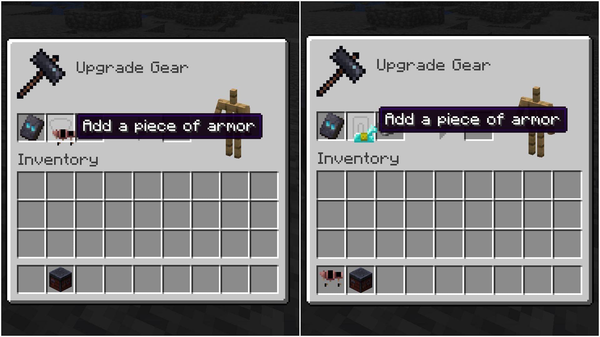 Armor trims cannot be applied to wolf and horse armor. (Image via Mojang Studios)