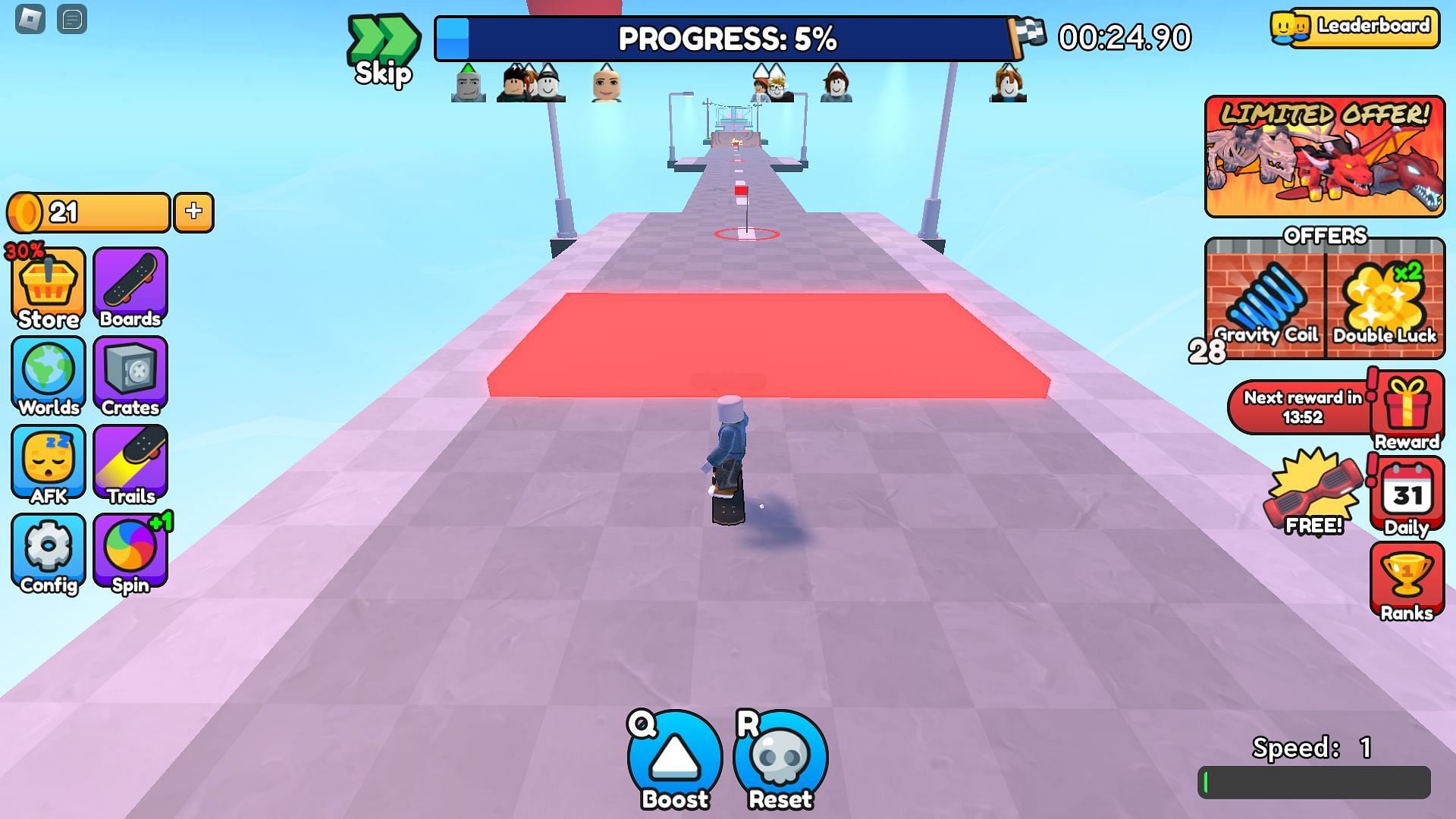 An obstacle in Skateboard Obby (Image via Roblox)