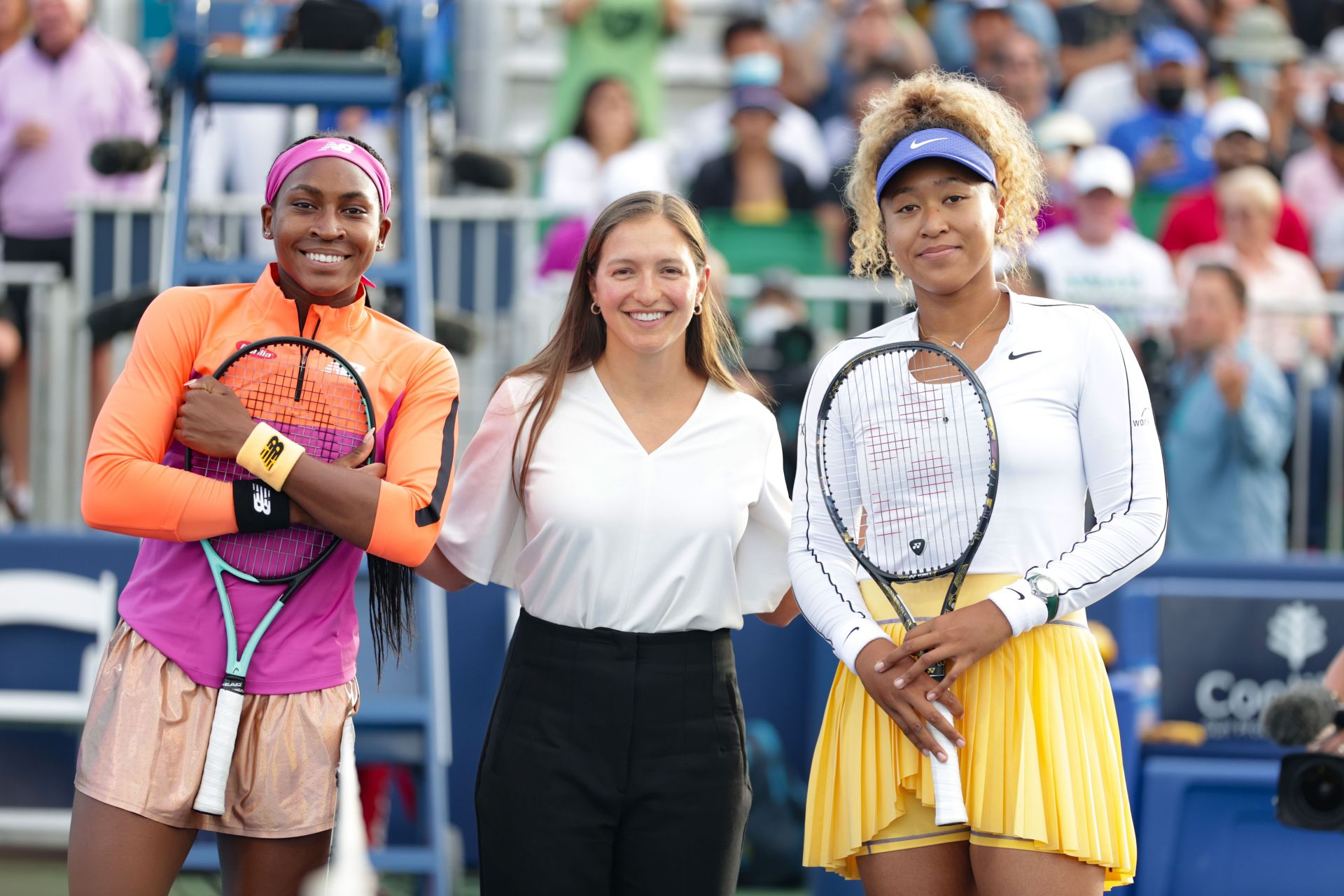 Coco Gauff (L) and Naomi Osaka (R) at the 2022 Silicon Valley Classic