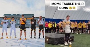 WATCH: College football program celebrates Mother's day in style as moms takedown sons with crazy tackles