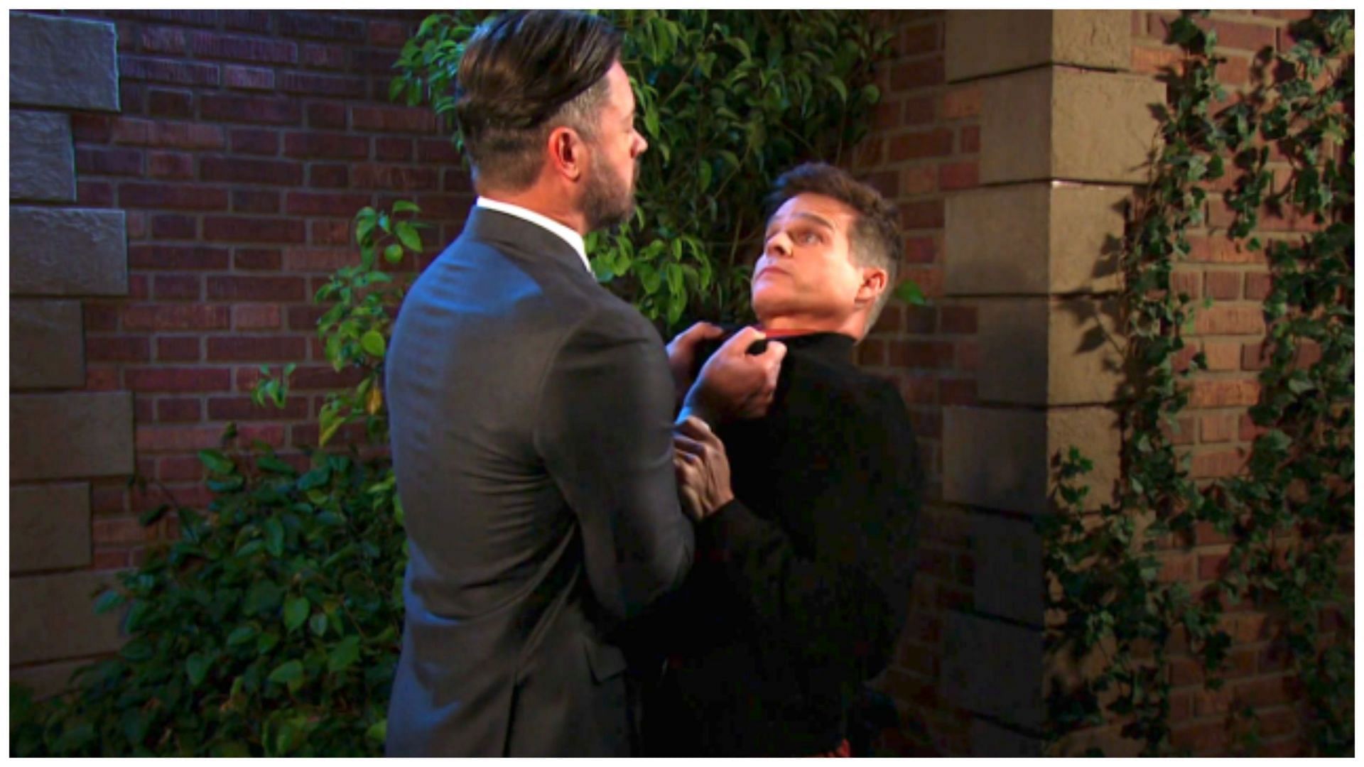 Days of Our Lives - Sloan confronts EJ (Image via TheBurBank Studio)