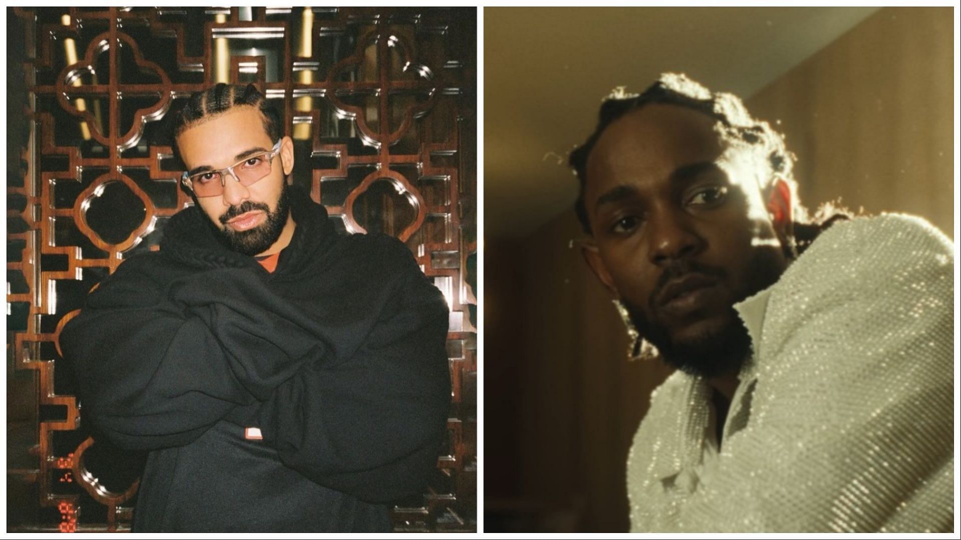Drake and Kendrick Lamar, (Images via @champagnepapi/Instagram and Kendrick Lamar/YouTube)