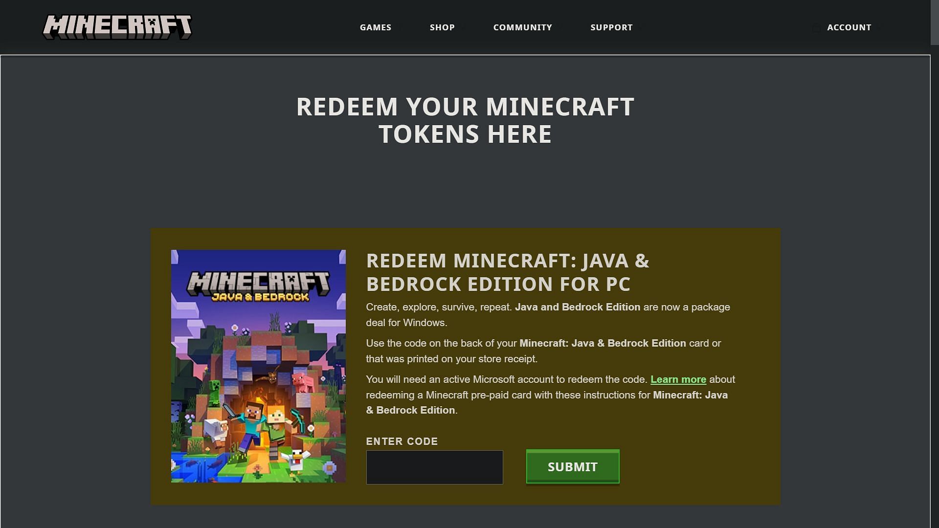 Players can redeem the code on the official website and wait for the cape till July 8. (Image via Mojang Studios)