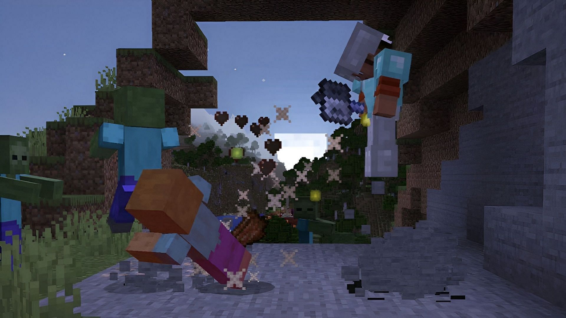 Minecraft maces have a devastating smash attack, but they require practice to use effectively (Image via Mojang)