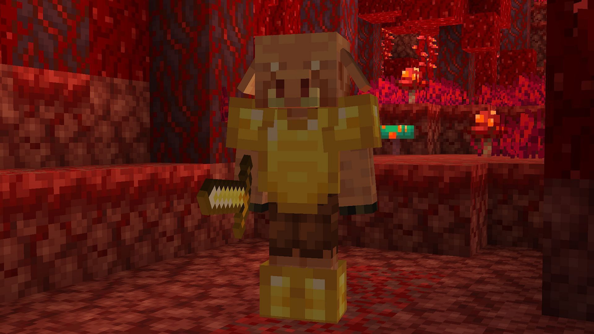 Piglins spare players in gold armor since it&#039;s what they wear (Image via Mojang)