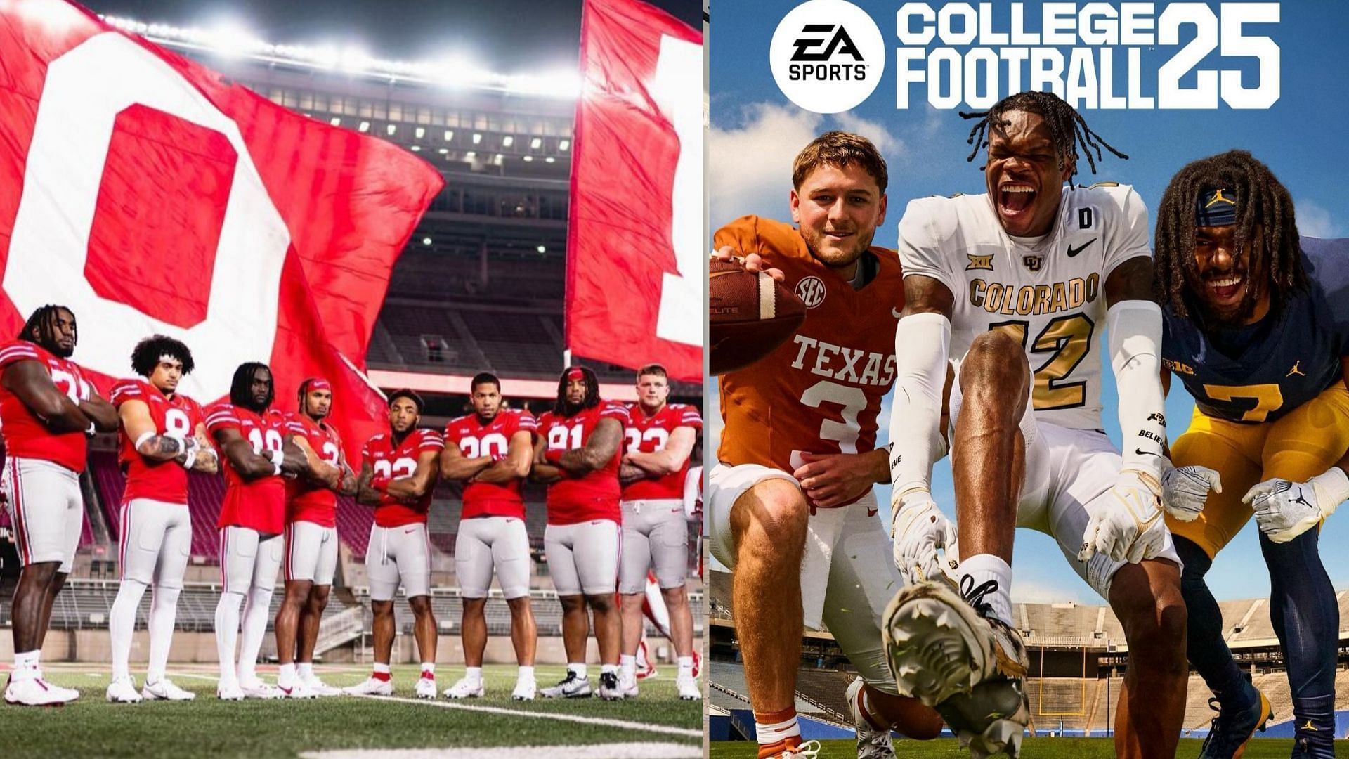 The Ohio State Buckeyes and the EA Sports CFB game cover