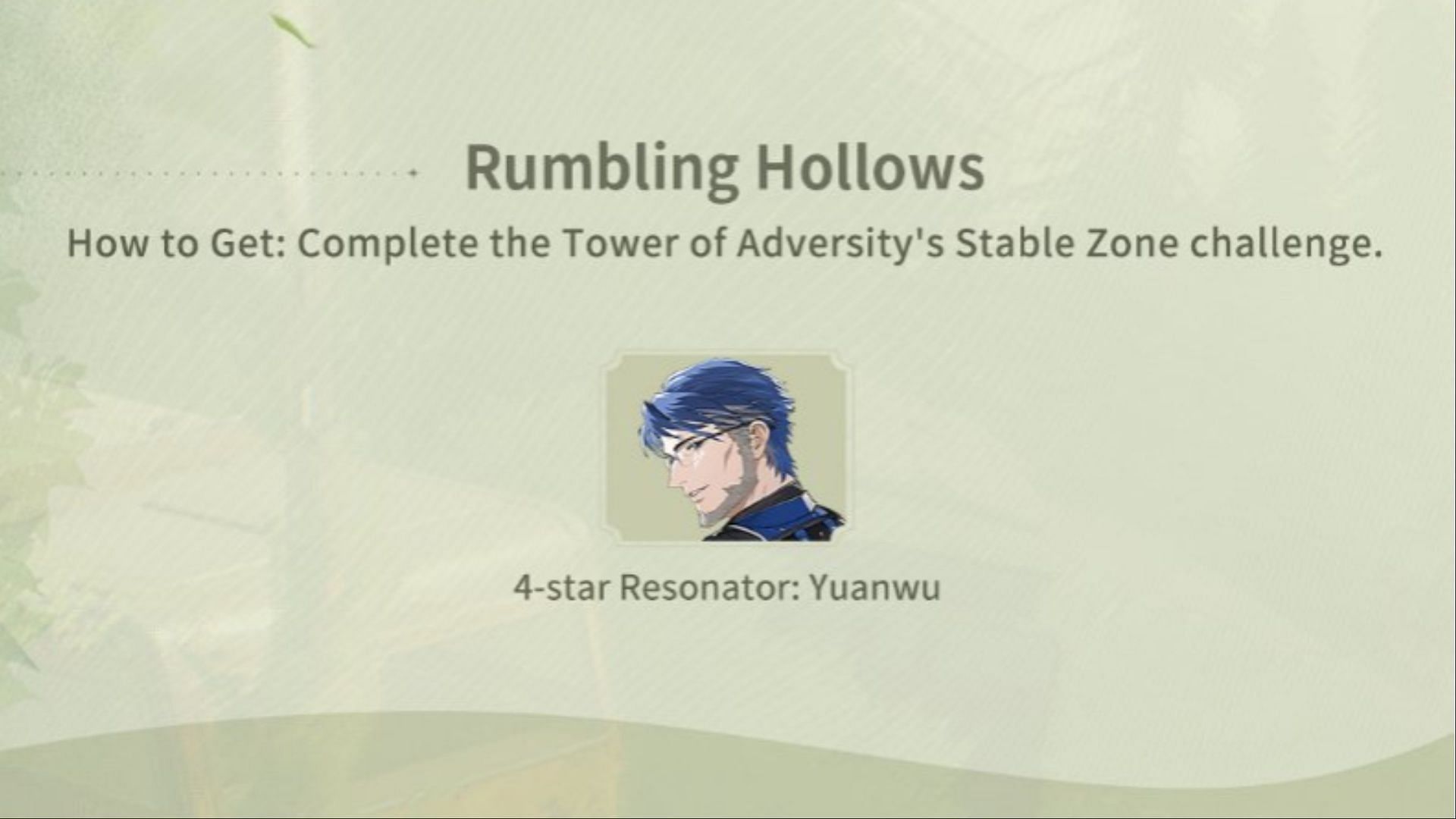 Yuanwu will join your team once you complete Rumbling Hollows (Image via Kuro Games)
