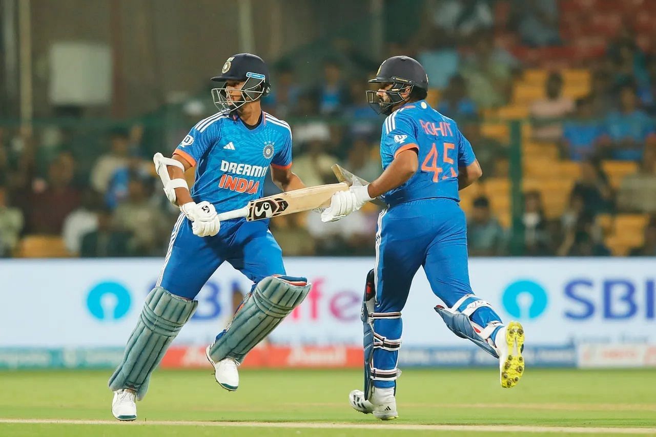 Yashasvi Jaiswal (left) and Rohit Sharna will potentially open for India in the T20 World Cup. [P/C: BCCI]