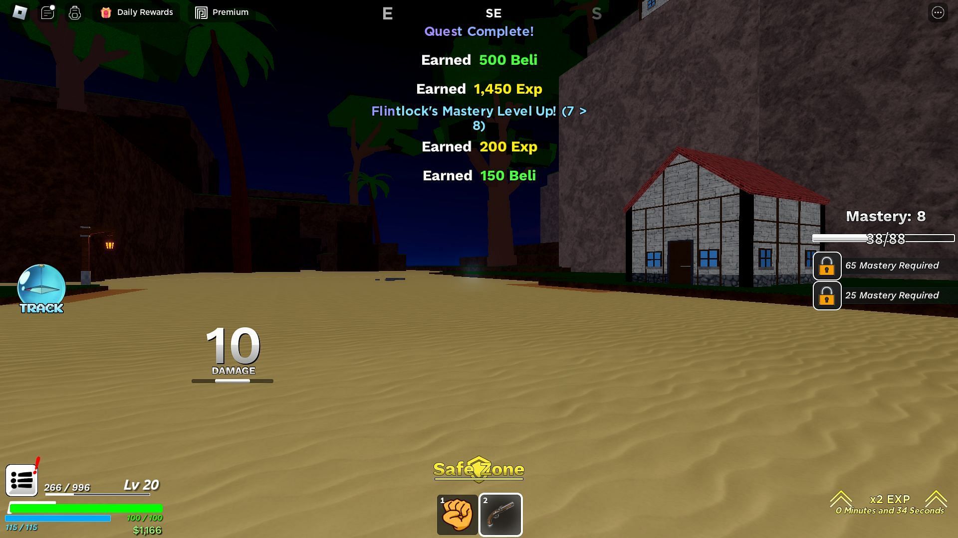 XP earned upon quest completion (Image via Roblox)