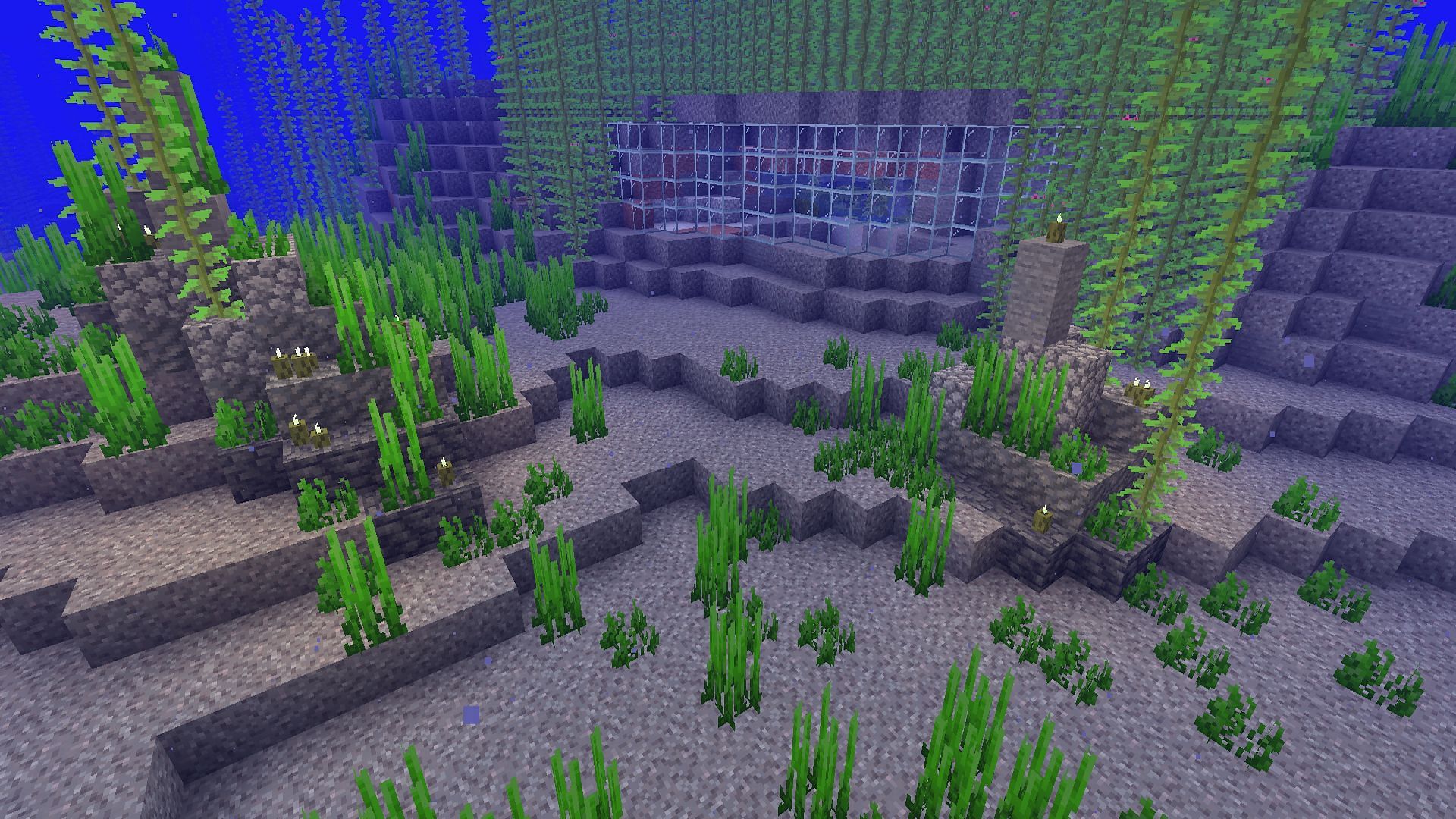 Custom underwater rocks are a great way to add some natural flair to a build (Image via Mojang)