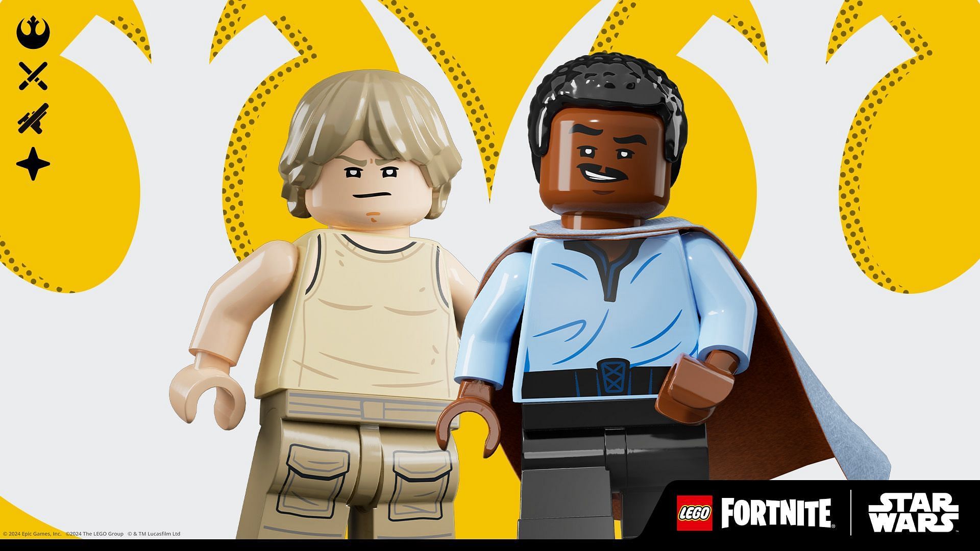 Dagobah Luke and Lando Calrissian&#039;s LEGO Styles (Image via Fortnite)