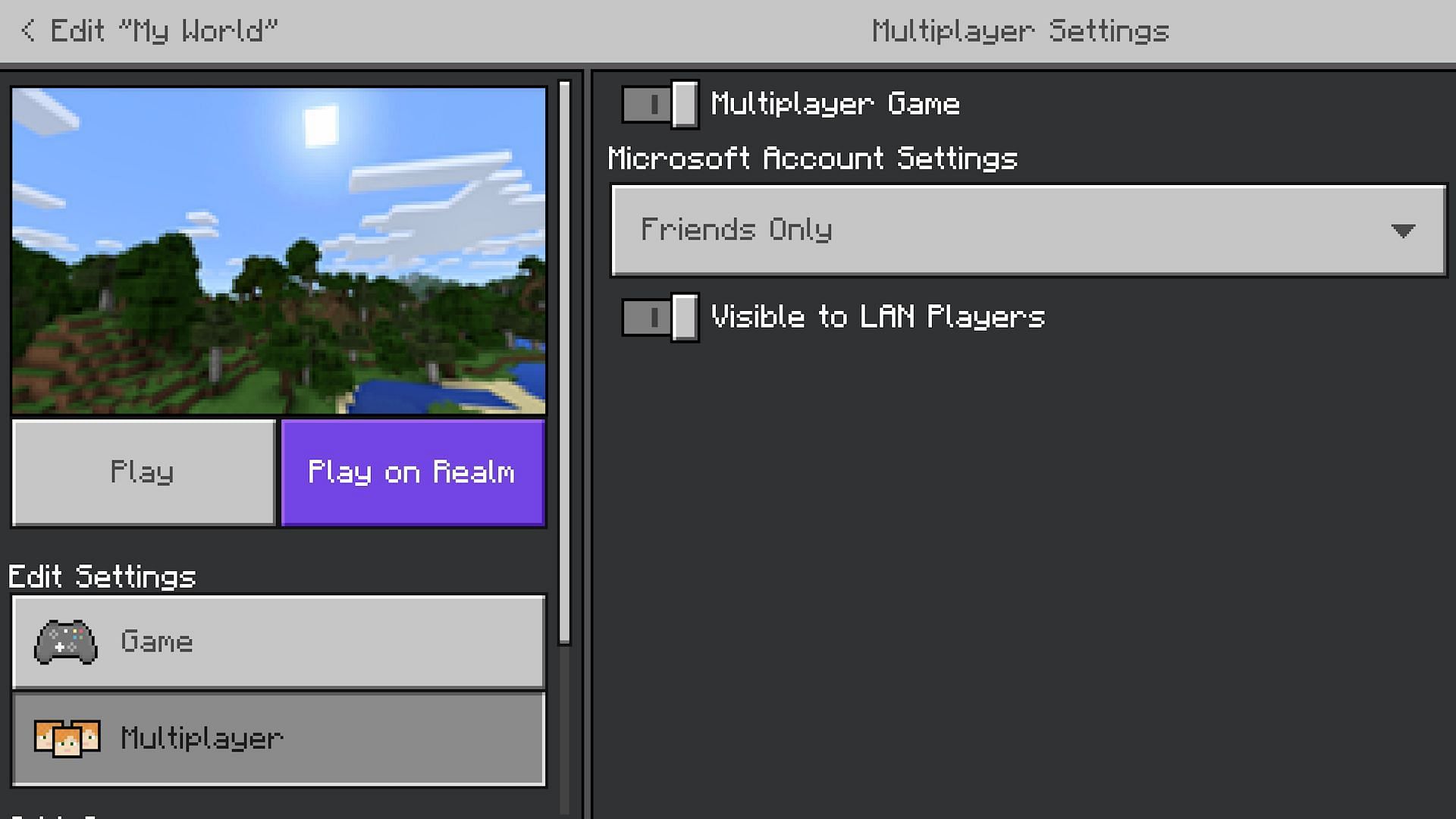 The multiplayer toggle found in Bedrock Edition (Image via Mojang)